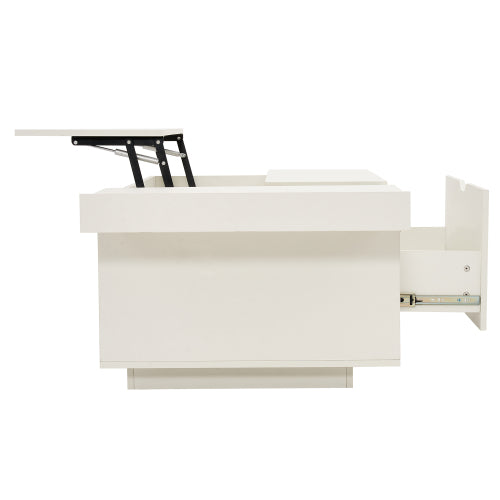 Lift Up Coffee Table, Coffee Table With Drawer, Wooden Tea Tables Sofa End Tables For Living Room Furniture , White