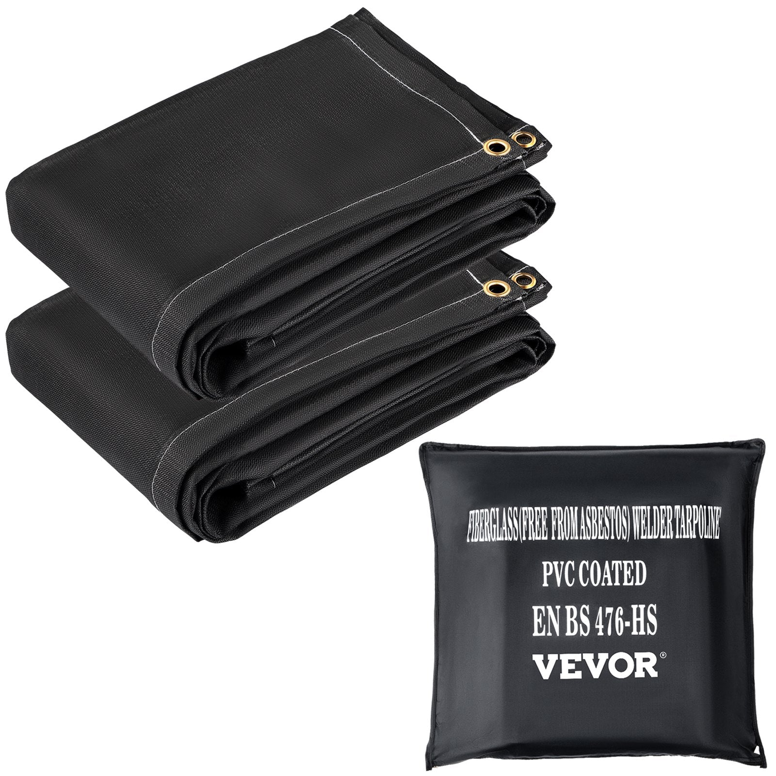 Fire Blankets, 2-pack Welding Blankets, 6ft X 10ft Fire Extinguishing Blankets, Black Emergency Fire Blankets, Fiberglass Flame-retardant Blankets, With 8 Brass Eyelets.