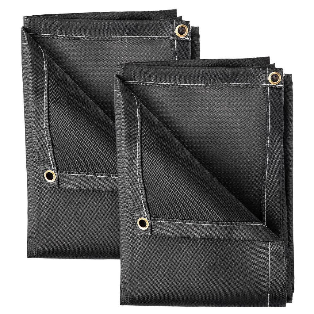 Fire Blankets, 2-pack Welding Blankets, 6ft X 10ft Fire Extinguishing Blankets, Black Emergency Fire Blankets, Fiberglass Flame-retardant Blankets, With 8 Brass Eyelets.