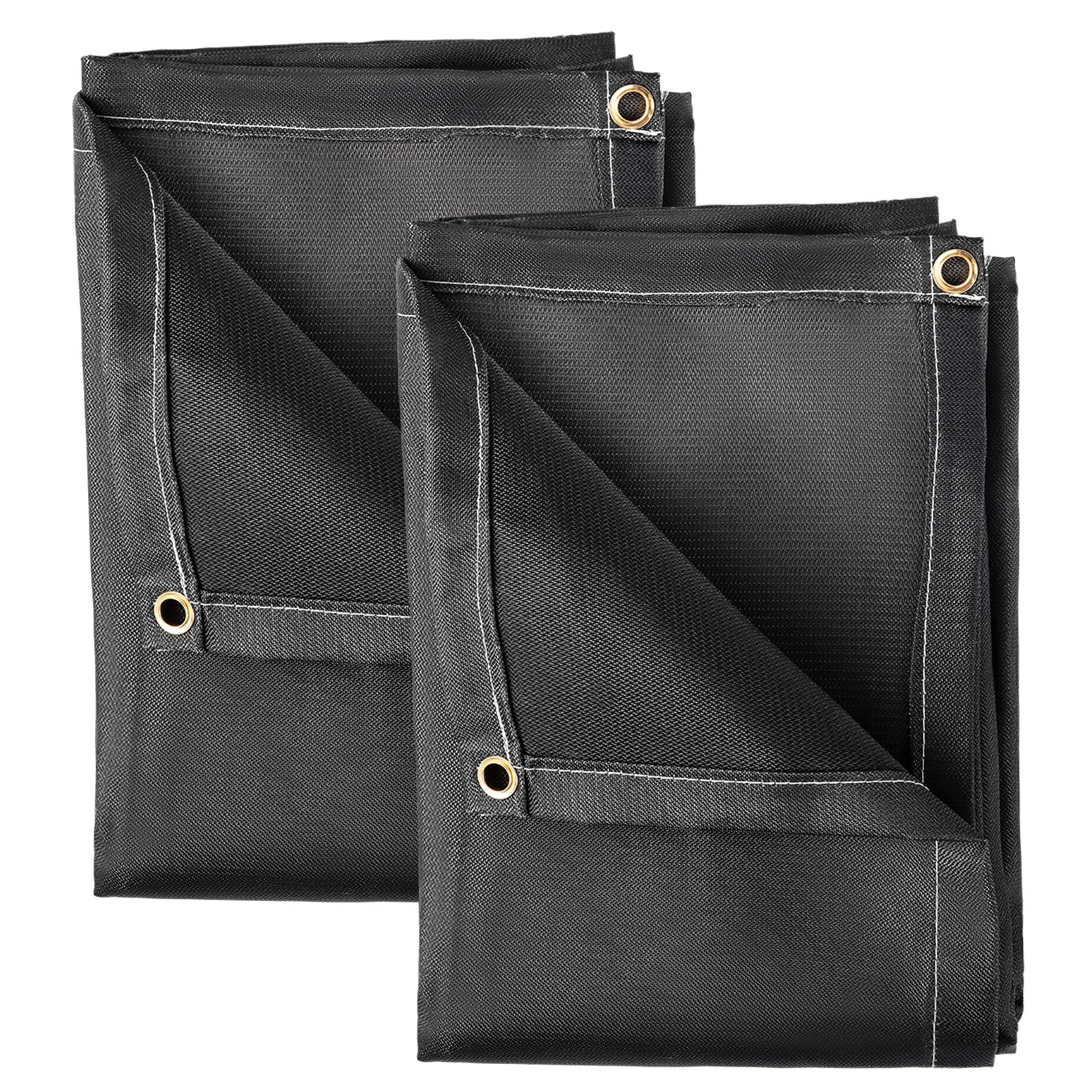Fire Blankets, 2-pack Welding Blankets, 6ft X 10ft Fire Extinguishing Blankets, Black Emergency Fire Blankets, Fiberglass Flame-retardant Blankets, With 8 Brass Eyelets.